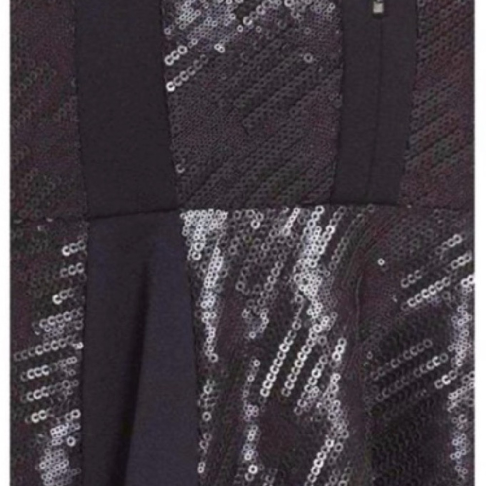 BCBGMAXAZRIA Noelle Black Sequin Flounce Mini Dress Size 8 NWT - Picture 14 of 16